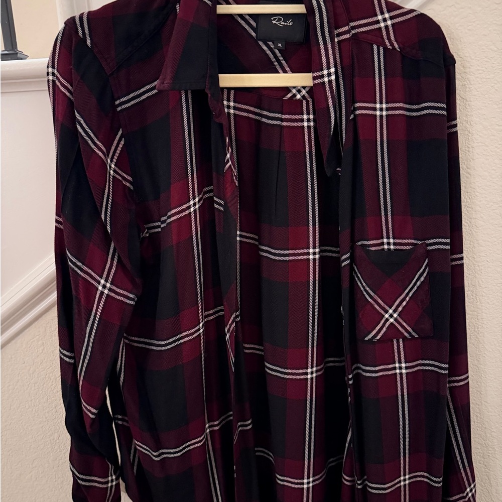 Rails Burgundy and Black Plaid Shirt